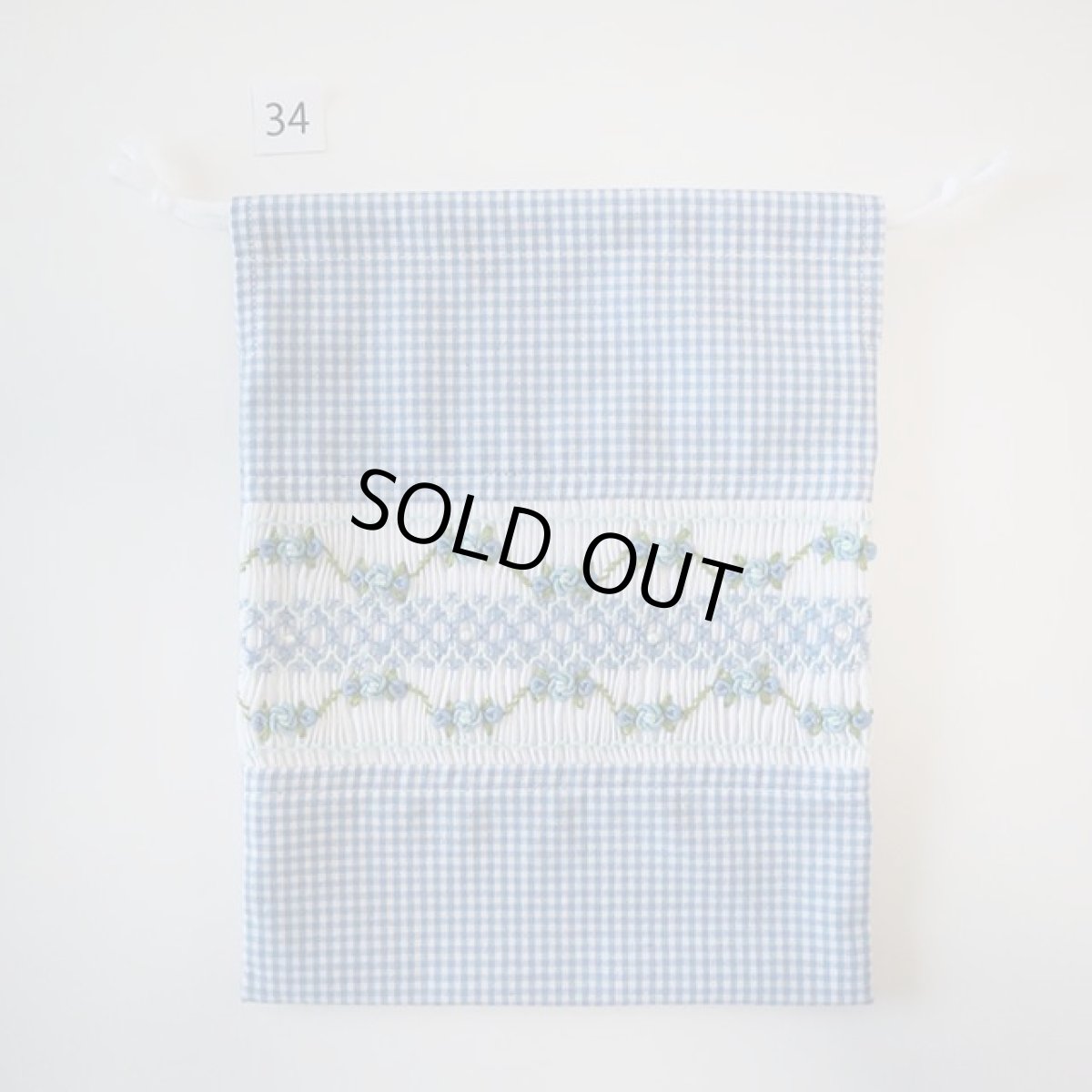 画像2: スモッキング刺繍のミニ巾着 Mサイズ-34 (2)