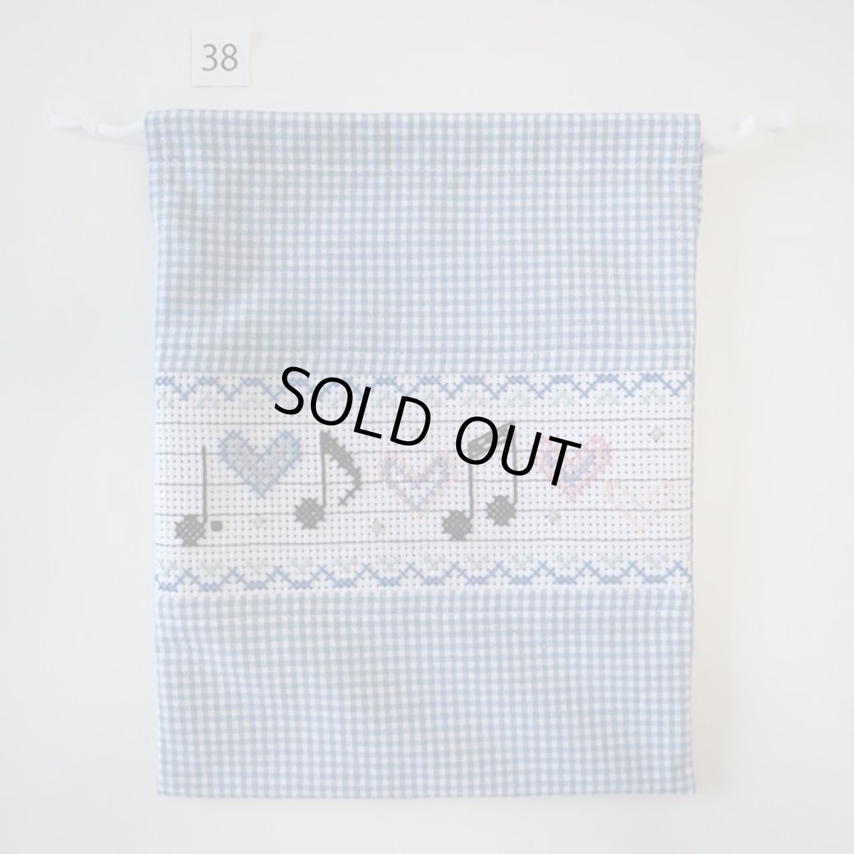 画像2: クロスステッチ刺繍のミニ巾着 Mサイズ-38 (2)