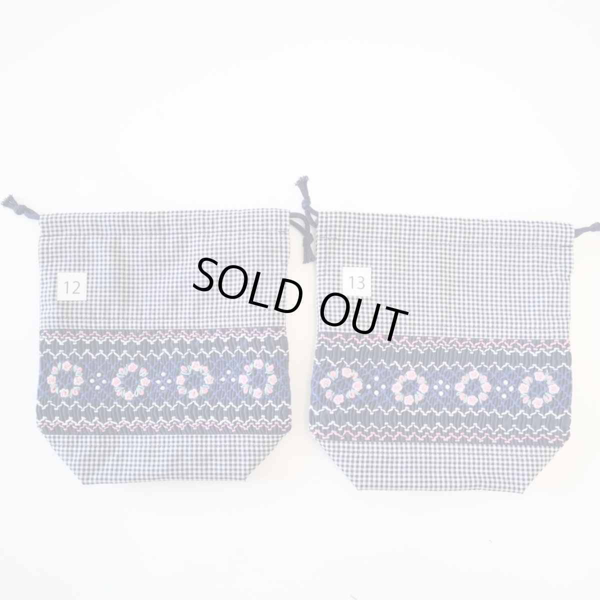 画像2: スモッキング刺繍のミニ巾着 Mサイズ-13 (2)