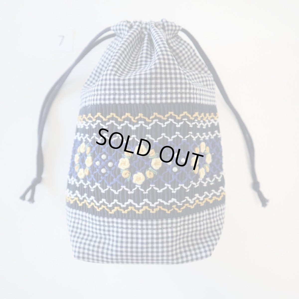 画像1: スモッキング刺繍のミニ巾着 Sサイズ-7 (1)