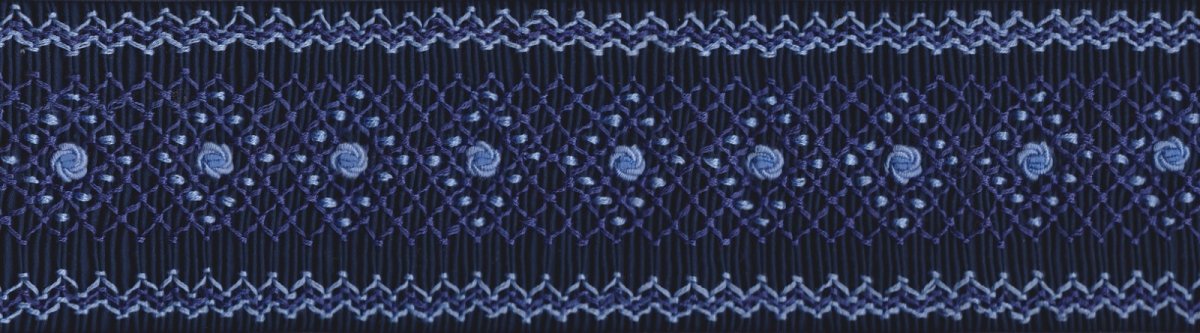 画像2: 完成スモッキング刺繍帯・紺 (2)