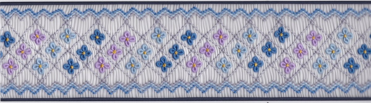 画像2: 完成スモッキング刺繍帯・白 (2)