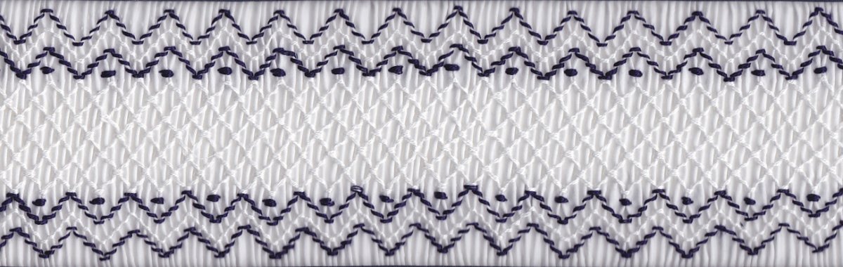 画像2: 完成スモッキング刺繍帯・白 (2)