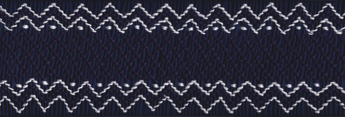 画像2: 完成スモッキング刺繍帯・紺 (2)