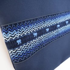 画像3: 完成スモッキング刺繍帯・紺 (3)