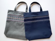 画像3: 完成スモッキング刺繍帯・グレー布 (3)