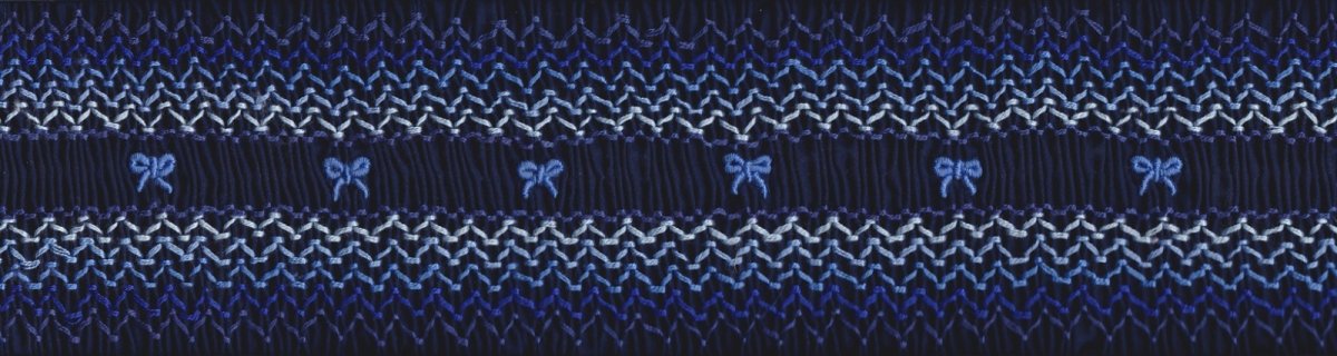 画像2: 完成スモッキング刺繍帯・紺 (2)