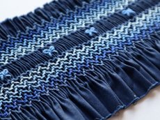 画像1: 完成スモッキング刺繍帯・紺 (1)