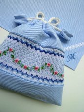 画像4: 完成スモッキング刺繍帯・白 (4)