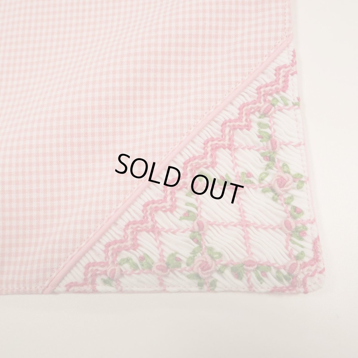 画像4: スモッキング刺繍の給食セット(ギンガムピンク) 製作見本 (4)