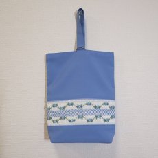 画像1: 展示見本87　V5撥水-シューズバッグ（1本持ち手）サックス (1)