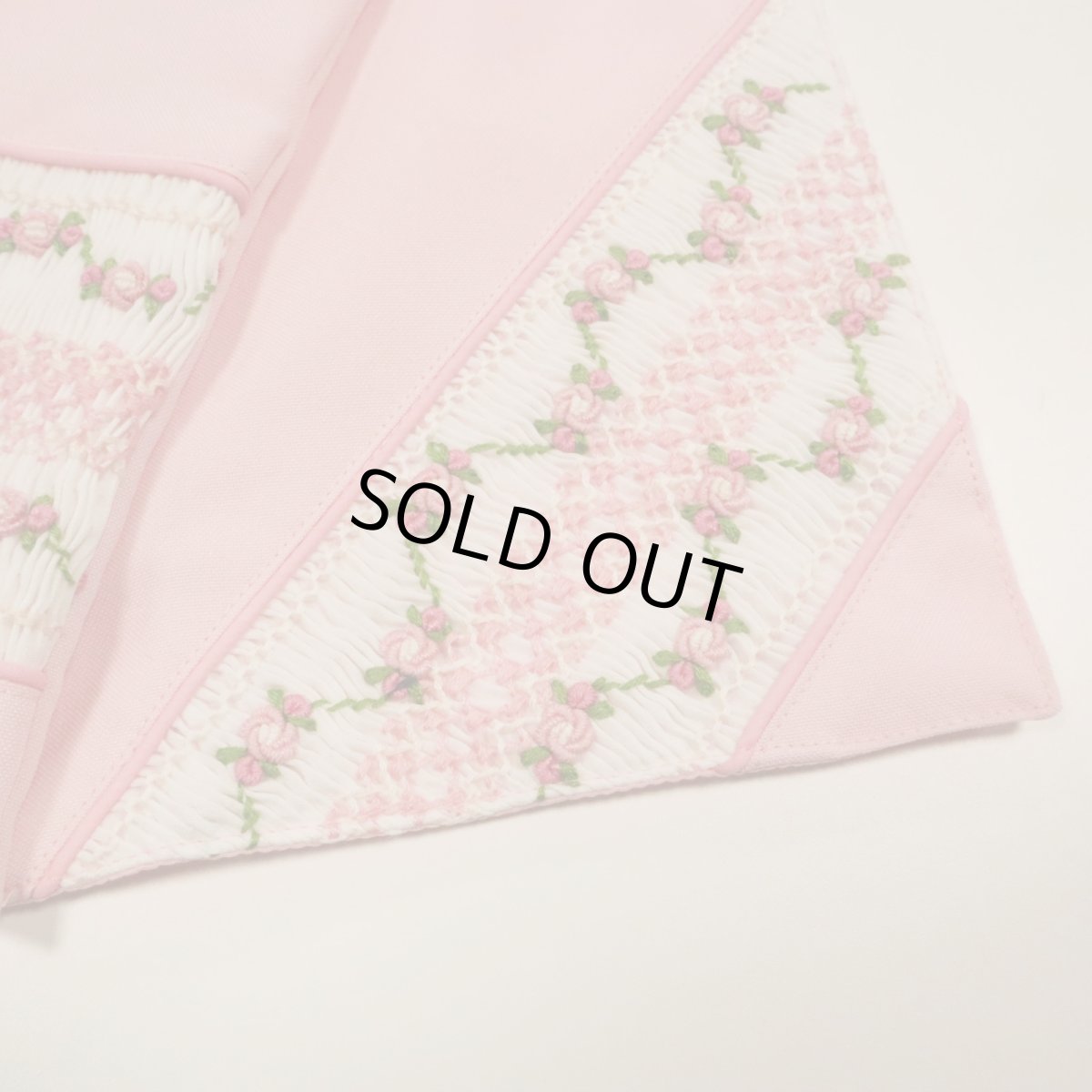 画像5: スモッキング刺繍の撥水/給食セット(ピンク) 製作見本 (5)