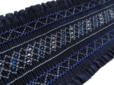 画像1: 完成スモッキング刺繍帯・紺 (1)