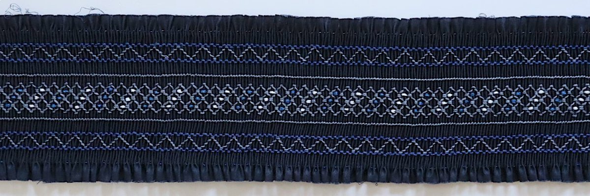 画像2: 完成スモッキング刺繍帯・紺 (2)