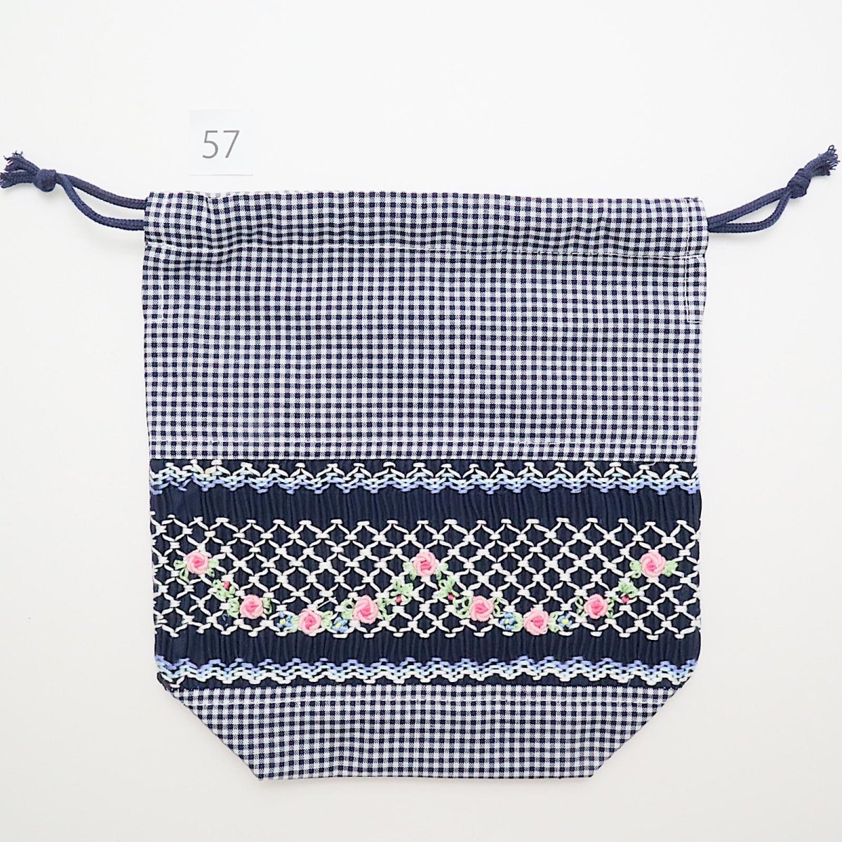 画像2: スモッキング刺繍のミニ巾着 Mサイズ-57 (2)