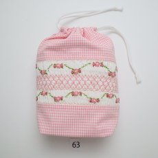 画像1: スモッキング刺繍のミニ巾着 Sサイズ 63 (1)