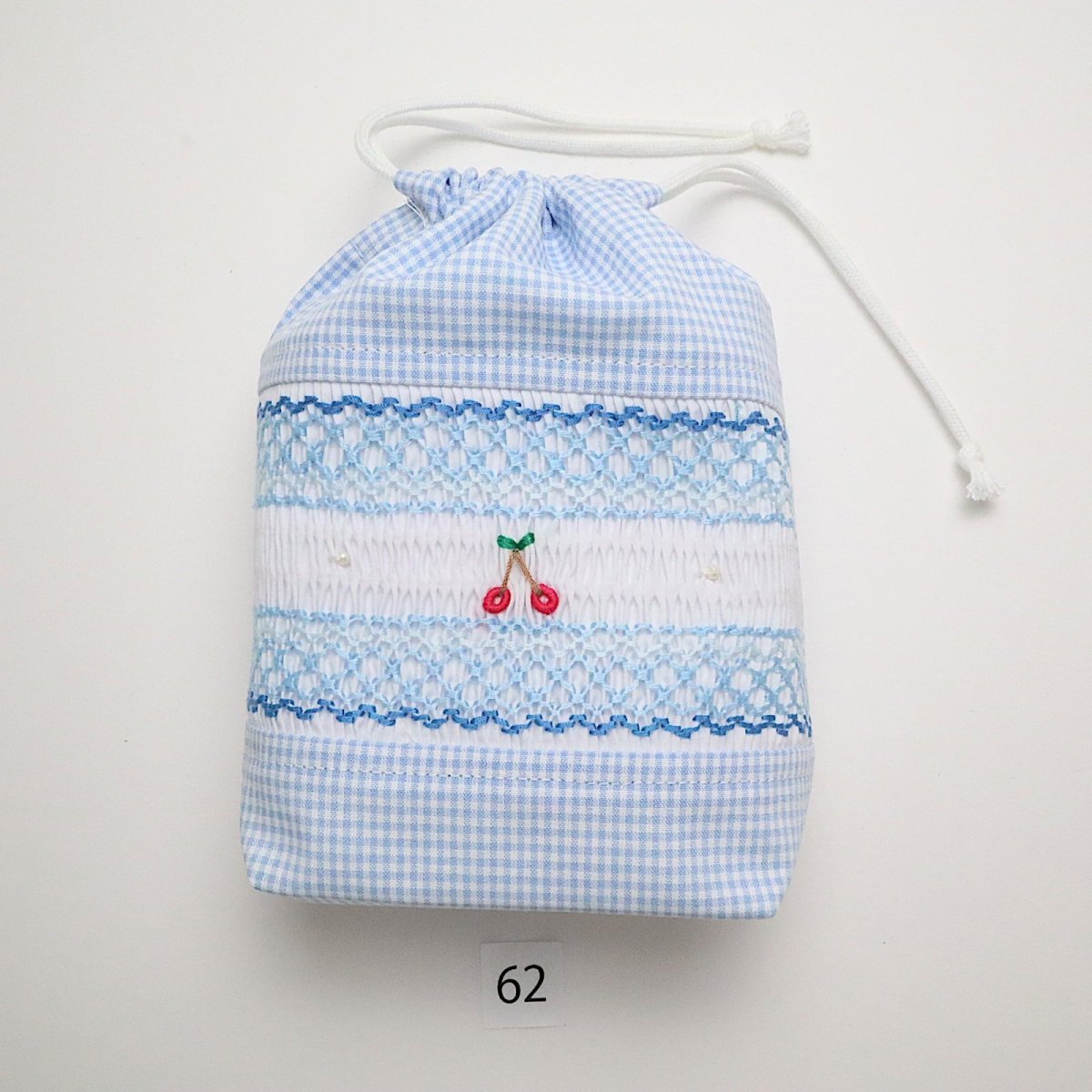 画像1: スモッキング刺繍のミニ巾着 Mサイズ-62 (1)