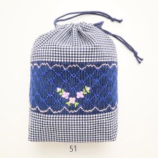 画像1: スモッキング刺繍のミニ巾着 Mサイズ-51 (1)