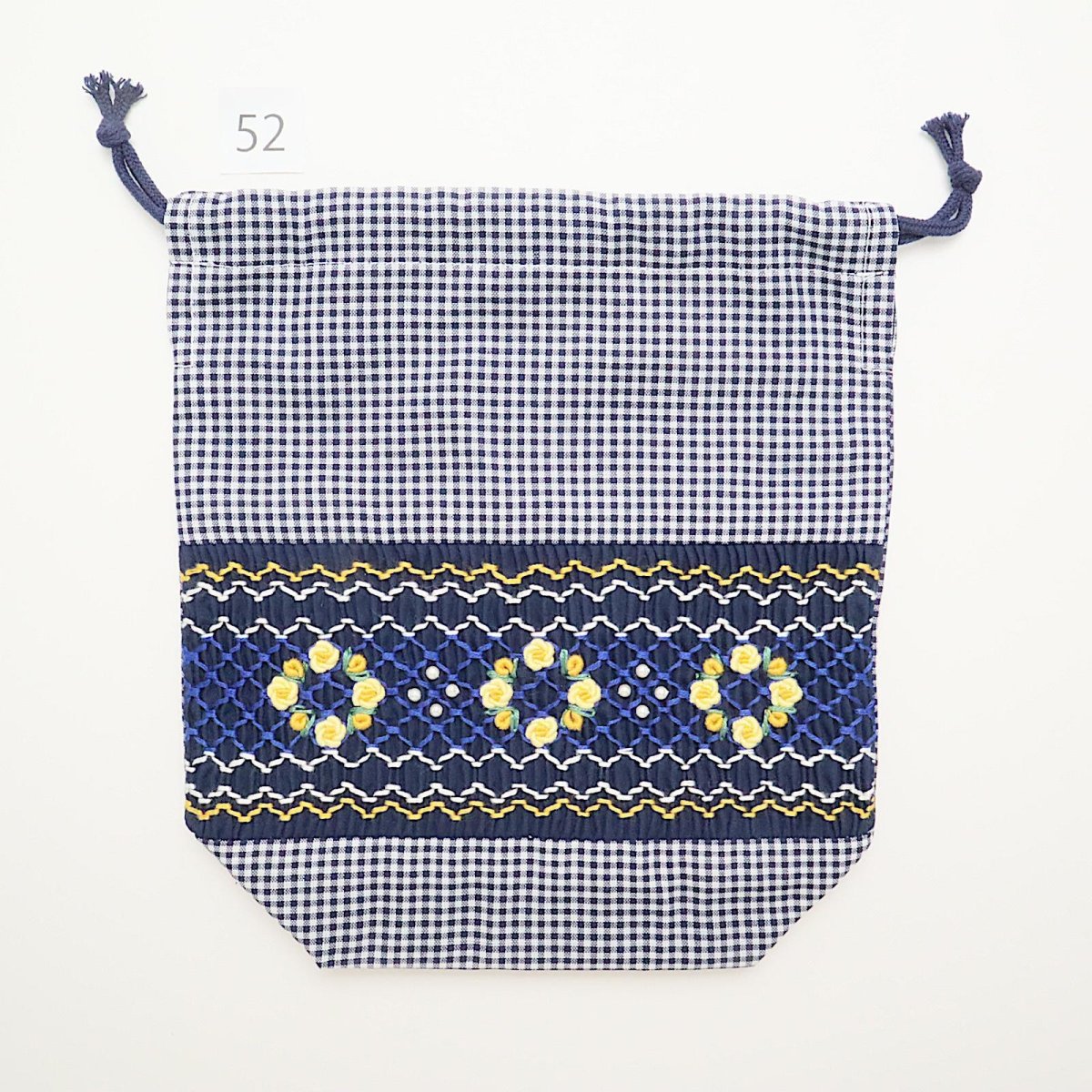 画像2: スモッキング刺繍のミニ巾着 Mサイズ-52 (2)
