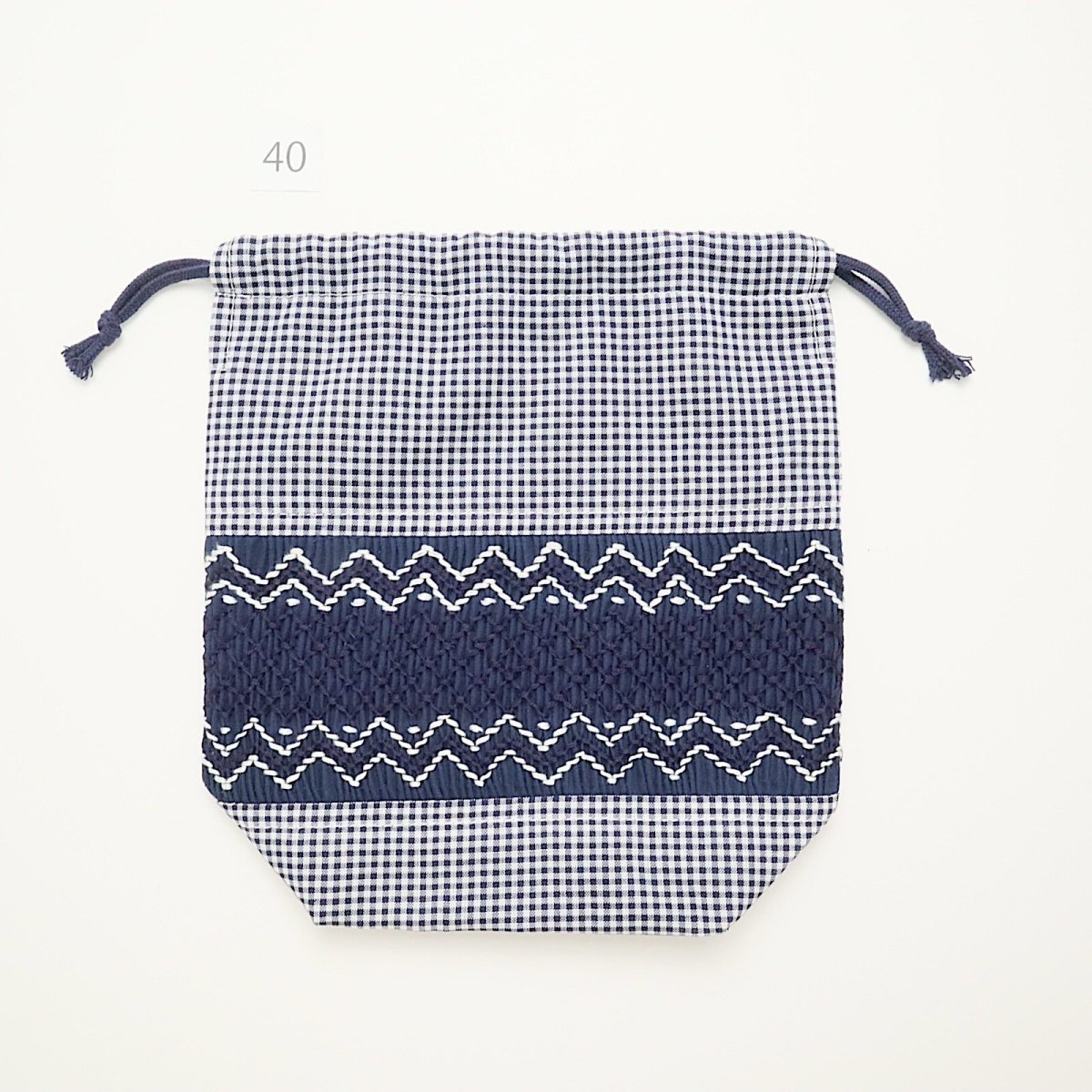 画像2: スモッキング刺繍のミニ巾着 Mサイズ-40 (2)