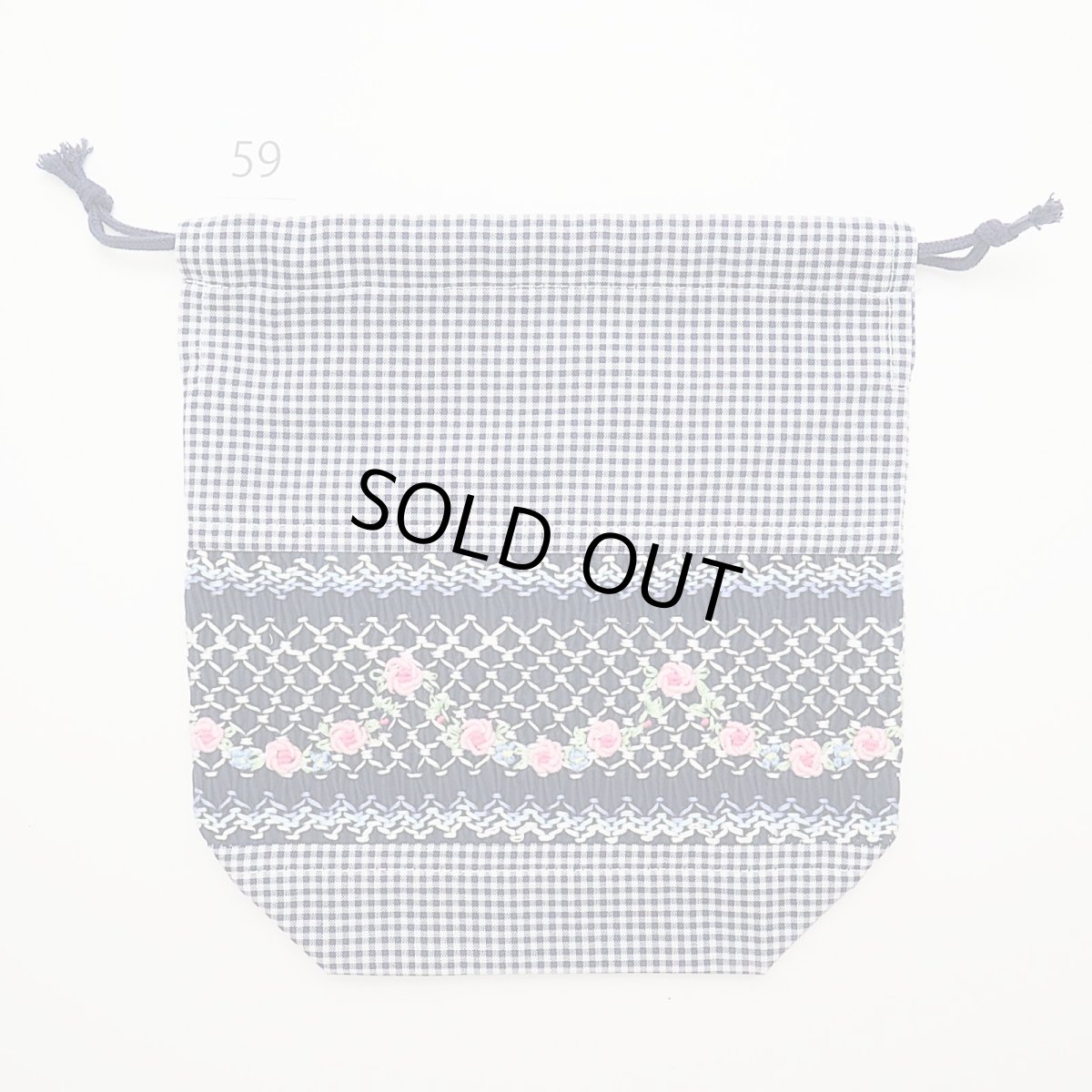 画像2: スモッキング刺繍のミニ巾着 Mサイズ-59 (2)