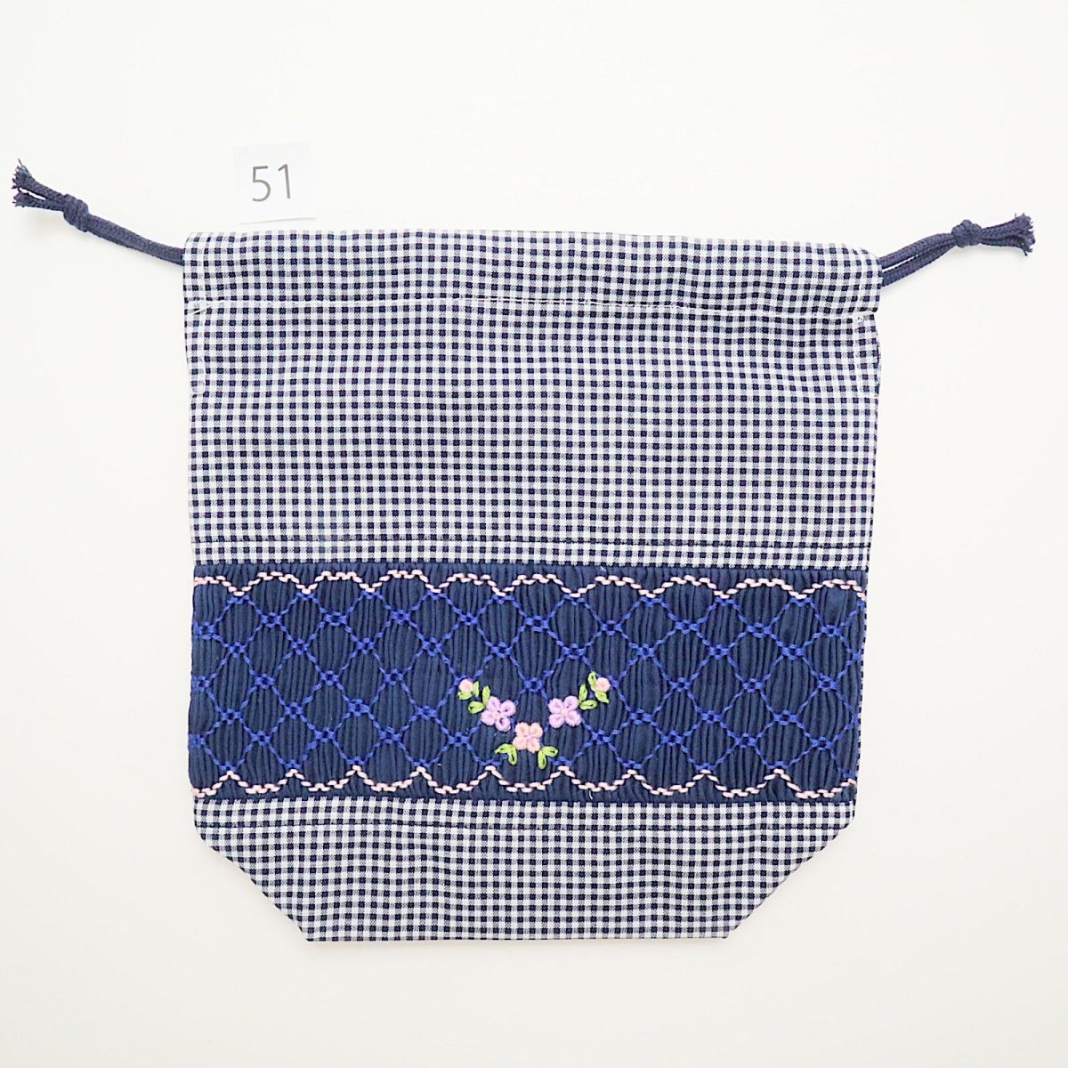 画像2: スモッキング刺繍のミニ巾着 Mサイズ-51 (2)