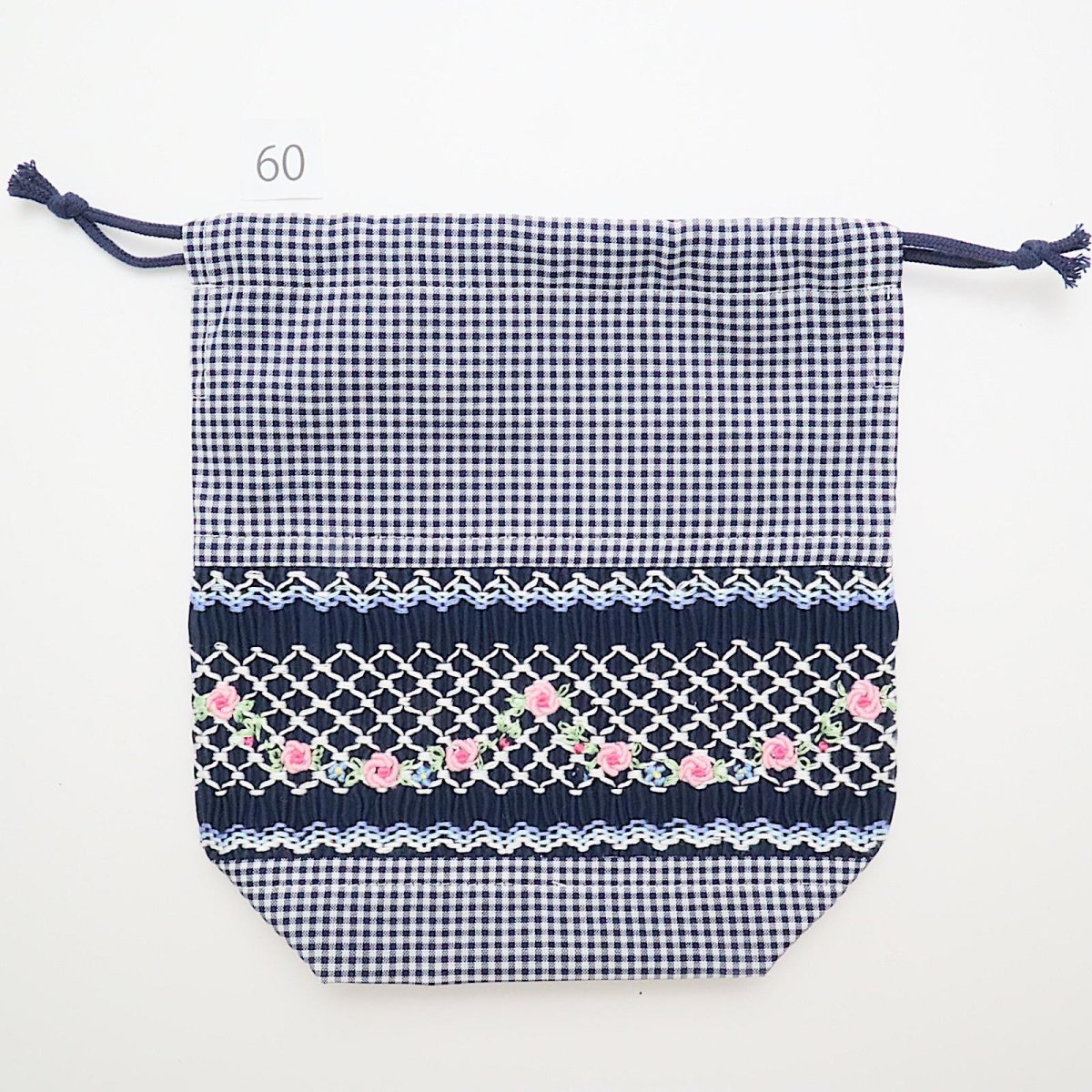 画像2: スモッキング刺繍のミニ巾着 Mサイズ-60 (2)