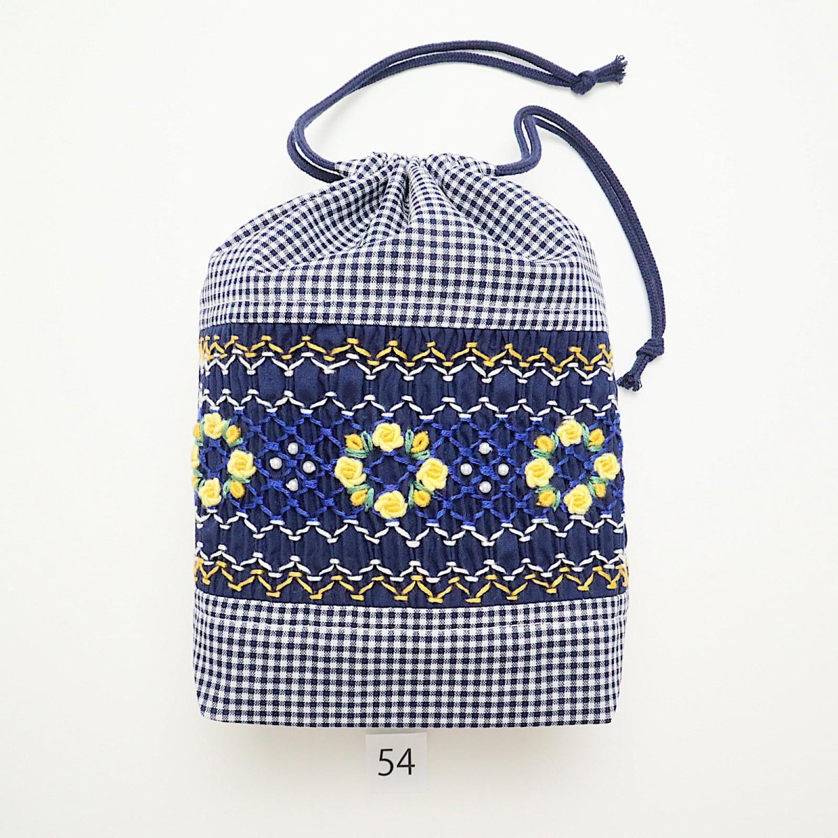 画像1: スモッキング刺繍のミニ巾着 Mサイズ-54 (1)