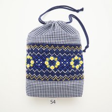 画像1: スモッキング刺繍のミニ巾着 Mサイズ-54 (1)