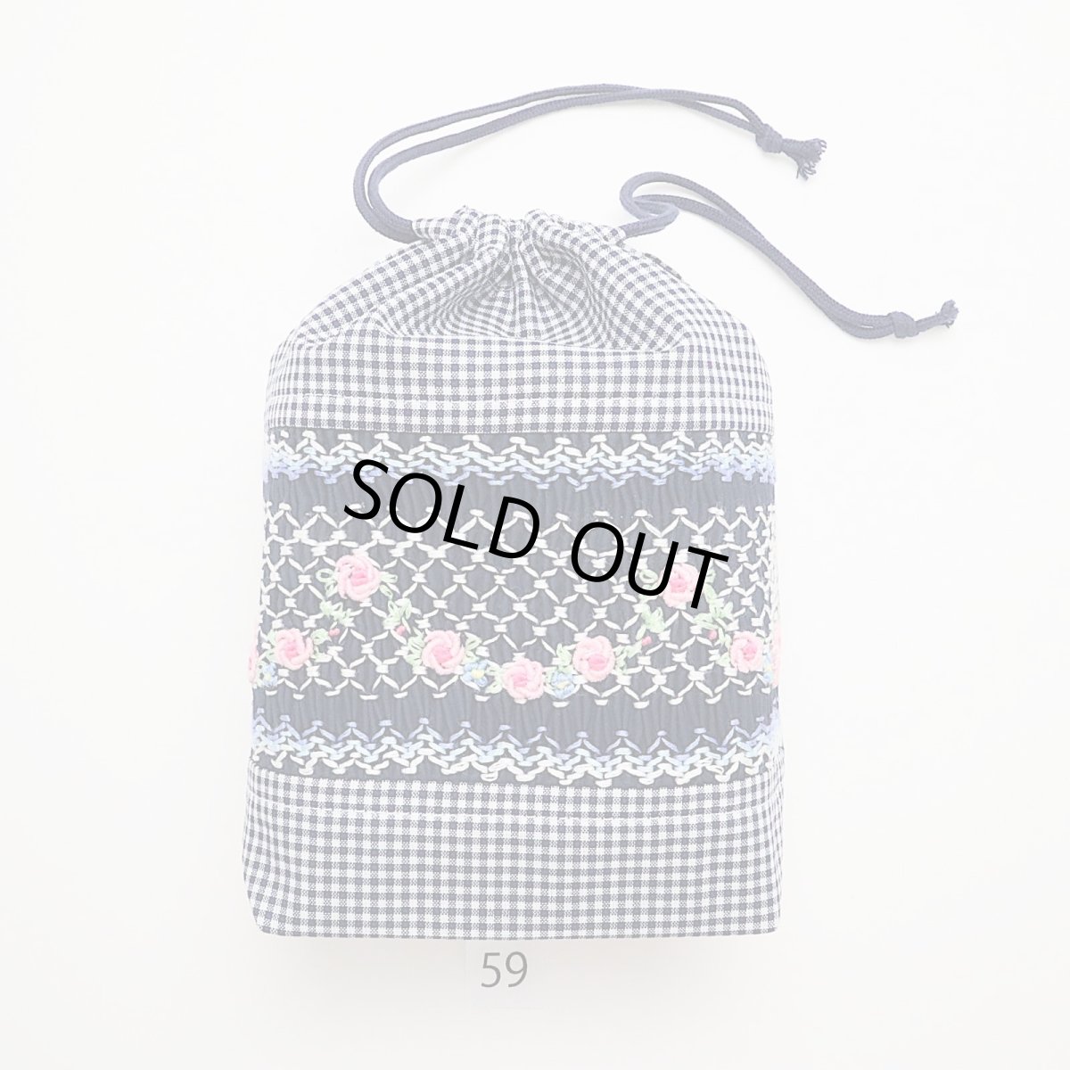 画像1: スモッキング刺繍のミニ巾着 Mサイズ-59 (1)