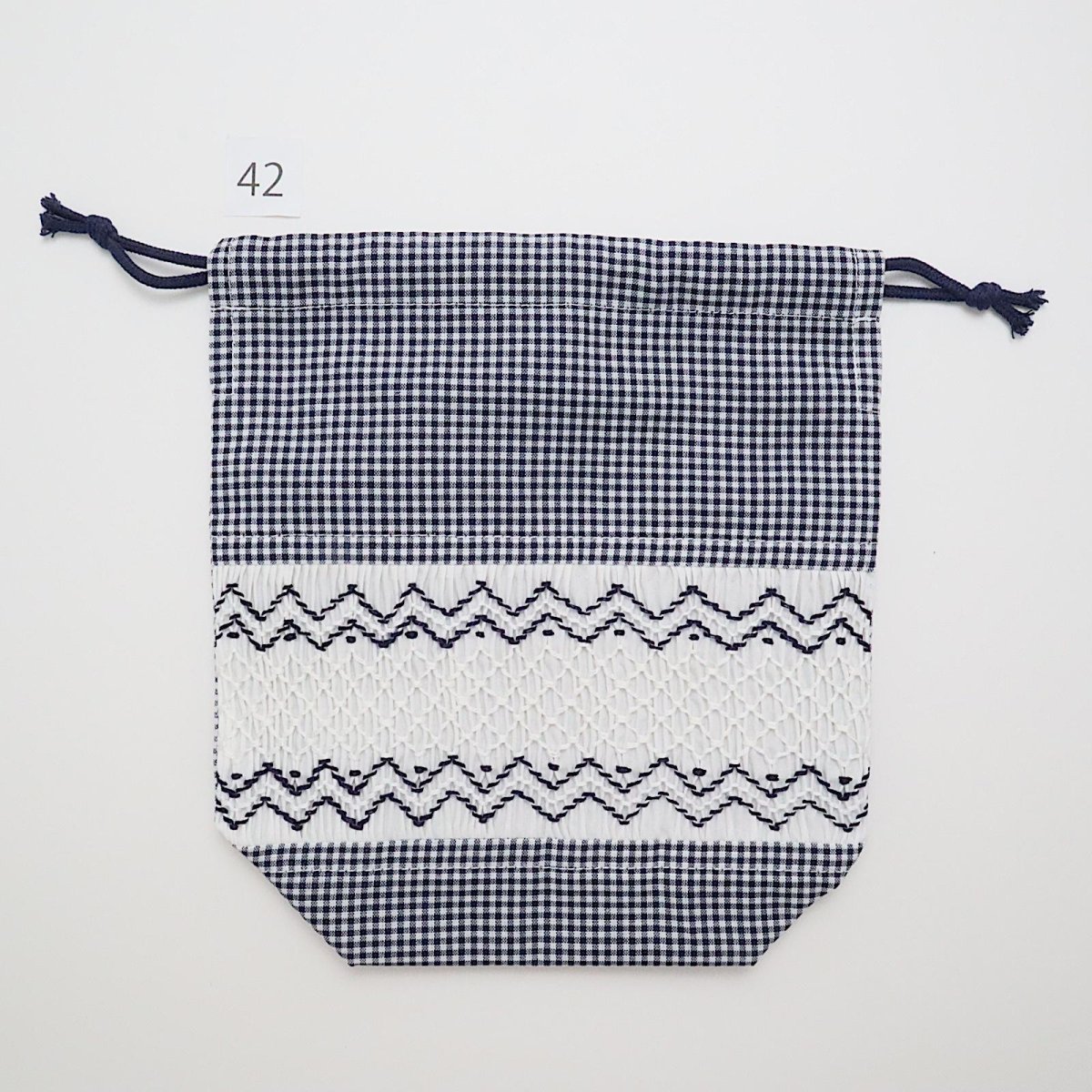 画像2: スモッキング刺繍のミニ巾着 Mサイズ-42 (2)