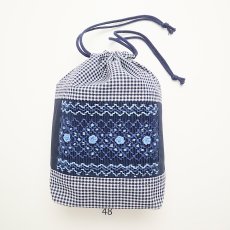 画像1: スモッキング刺繍のミニ巾着 Mサイズ-48 (1)