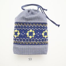 画像1: スモッキング刺繍のミニ巾着 Mサイズ-53 (1)