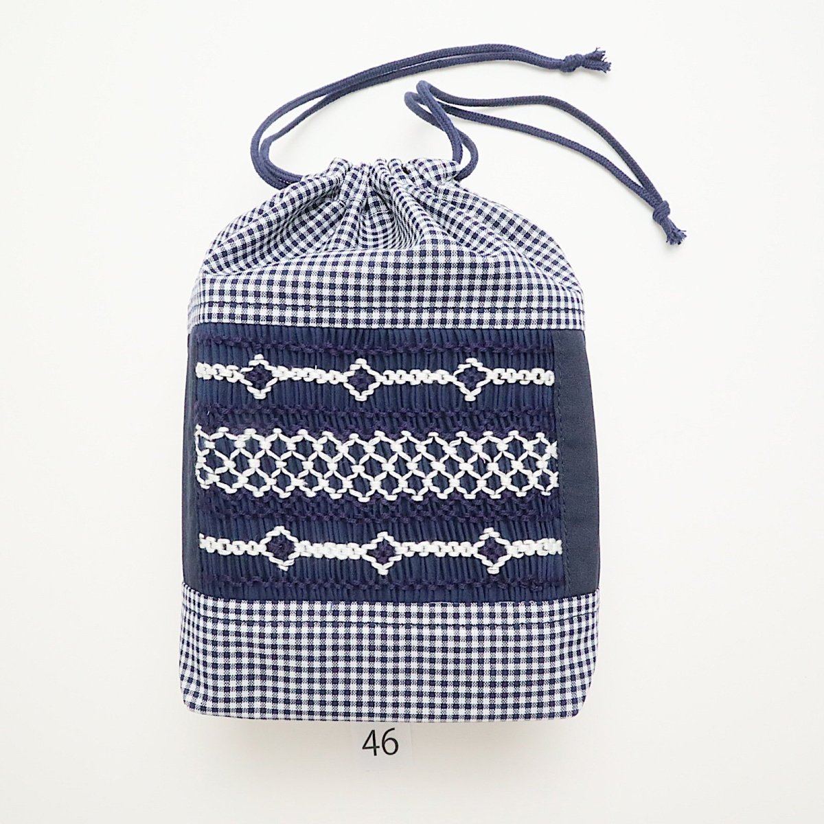 画像1: スモッキング刺繍のミニ巾着 Mサイズ-46 (1)