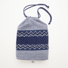 画像1: スモッキング刺繍のミニ巾着 Mサイズ-41 (1)