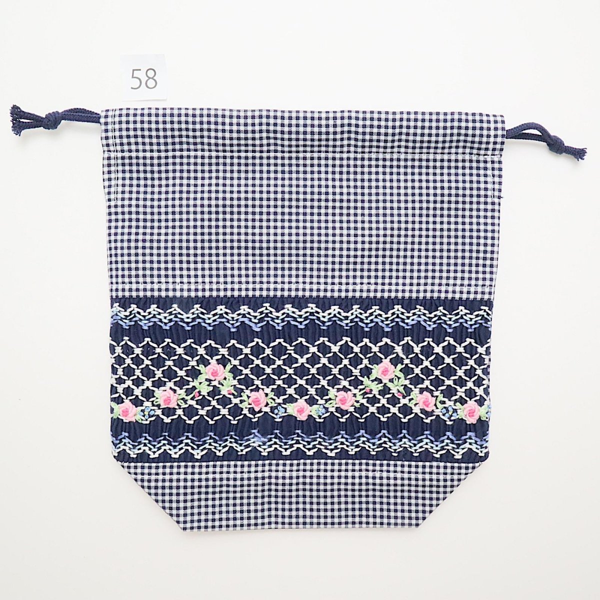画像2: スモッキング刺繍のミニ巾着 Mサイズ-58 (2)