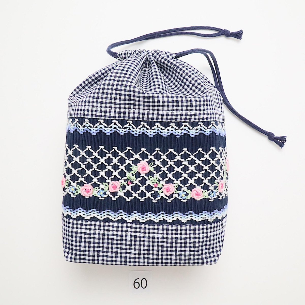 画像1: スモッキング刺繍のミニ巾着 Mサイズ-60 (1)