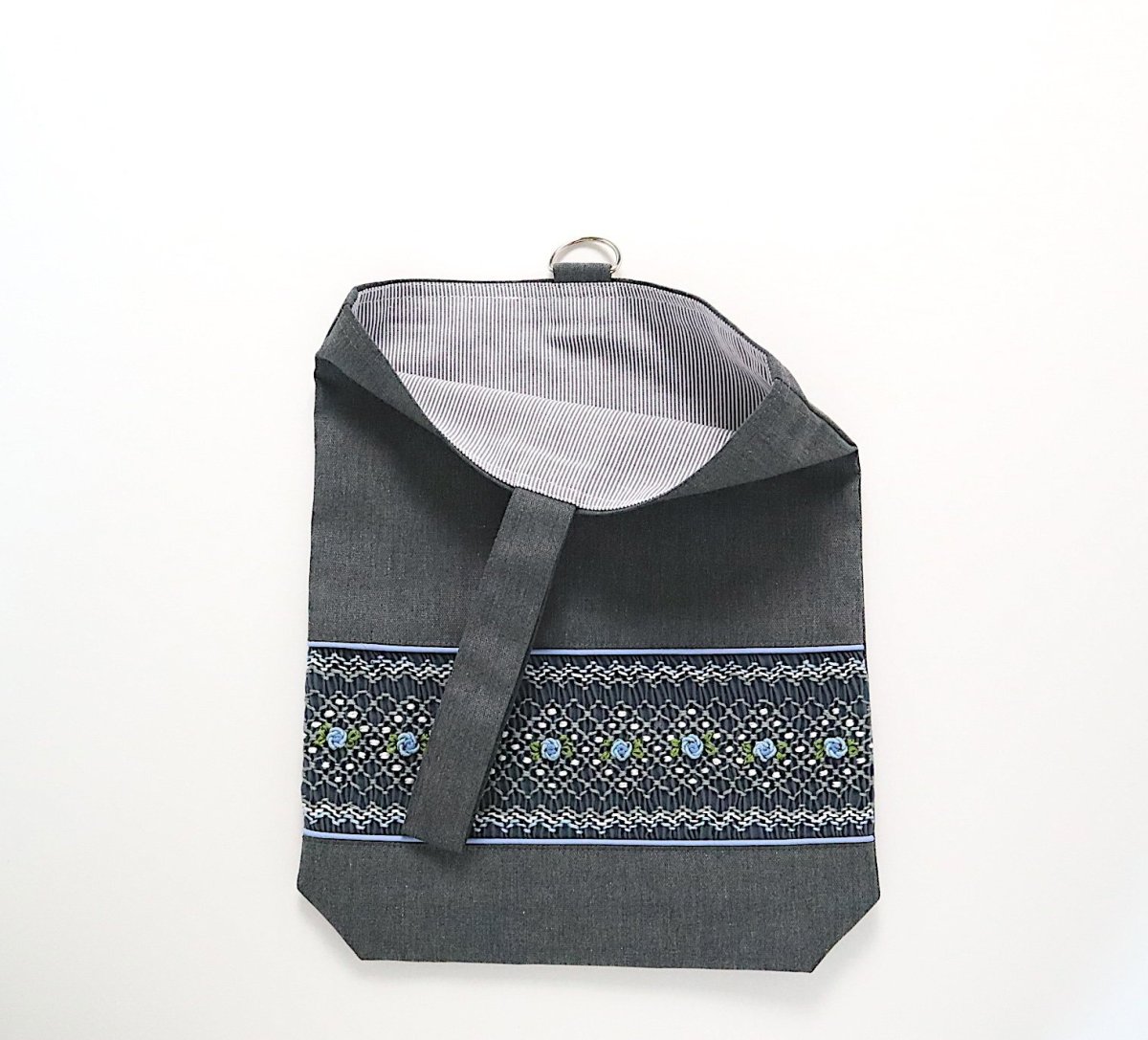 画像2: シューズバッグ (水色パイピング)22×27×5 (2)